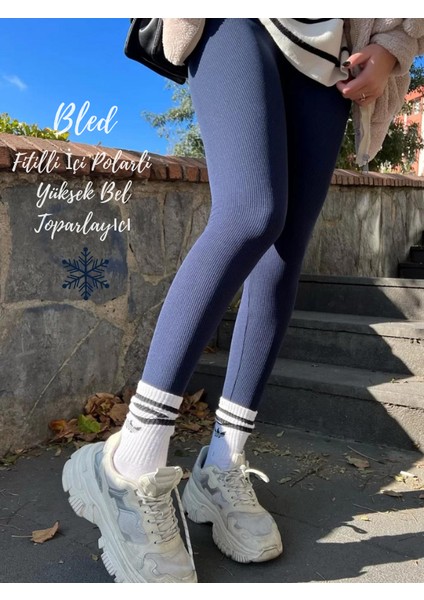 Premium Içi Polarlı, Şardonlu, Fitilli, Toparlayıcı Interlok Kışlık Örme Tayt