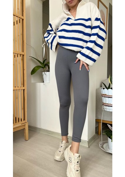 Premium Içi Polarlı, Şardonlu, Fitilli, Toparlayıcı Interlok Kışlık Örme Tayt