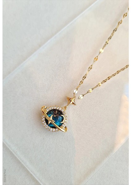 Saturn Paslanmaz Çelik Kadın Kolye Şık Takı Aksesuar Hediyelik modelleri