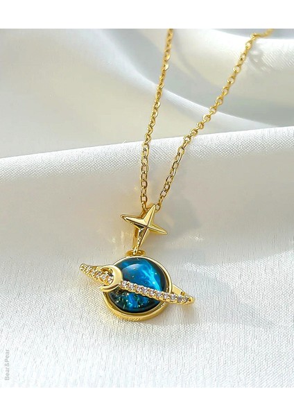 Saturn Paslanmaz Çelik Kadın Kolye Şık Takı Aksesuar Hediyelik fırsatları