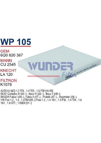 WP105 Polen Filtresi - Volkswagen Polo Iv - Seat Y.m