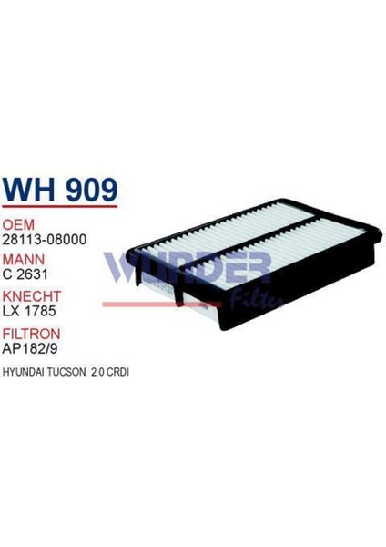 WH909 Hava Filtresi - Kia Sportage - Cerato Crdı