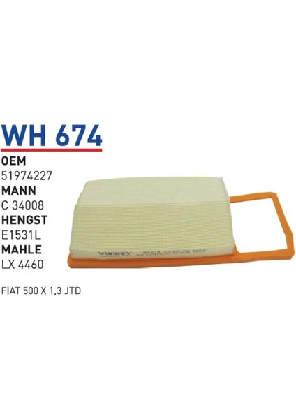 WH674 Hava Filtresi - Fiat 500 x 1,3 Jtd