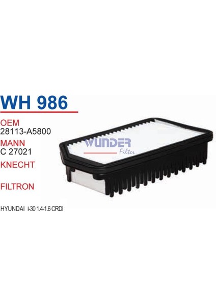 WH986 Hava Filtresi - Hyundai I-30 1,4 -1,6 Crdi