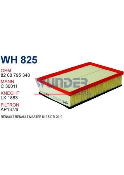 WH825 Hava Filtresi Uyumlu - Renault Master Iıı 2.5 Dtı 2010-