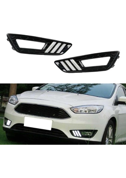 Ford Focus Ledli Sinyalli Çift Renk Sis Farı Çerçevesi Gündüz Far