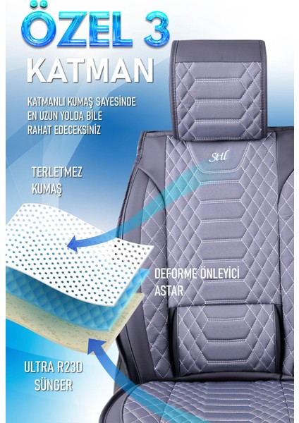 Fresh Start Tata Telcoline Uyumlu Lüks Deri Oto Koltuk Kılıfı Ön Arka Set Füme Marjinal Series Fs modelleri