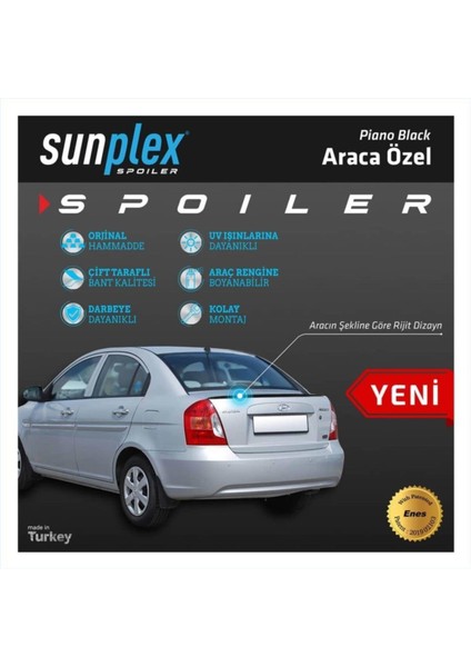 Hyundai Accent Era 2006-2013 Sunplex Piano Black Spoiler Uyumlu