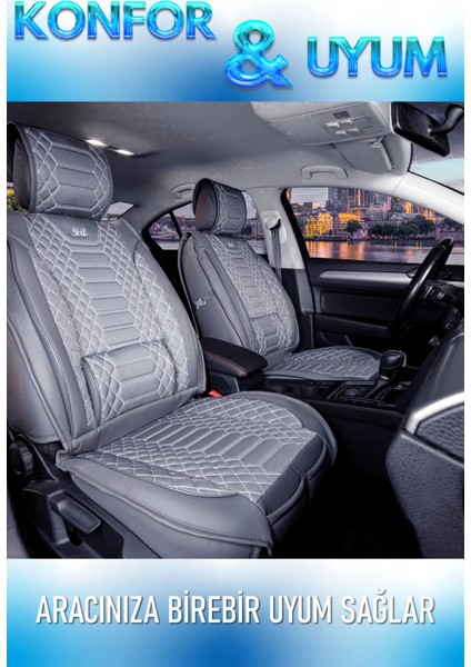 Fiat Egea Hb Uyumlu Lüks Deri Oto Koltuk Kılıfı Ön Arka Set Füme Marjinal Series Fs