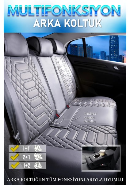 Fiat Egea Hb Uyumlu Lüks Deri Oto Koltuk Kılıfı Ön Arka Set Füme Marjinal Series Fs