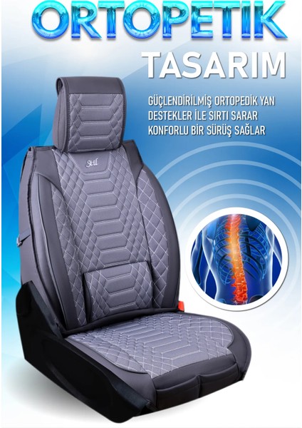 Fiat Egea Hb Uyumlu Lüks Deri Oto Koltuk Kılıfı Ön Arka Set Füme Marjinal Series Fs
