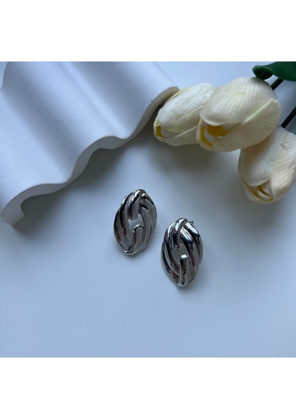 Silver Oval Vintage Küpe