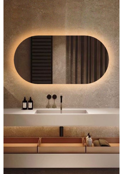 LED Işıklı Oval/kapsül Model Dekoratif Duvar Aynası, Modern Eşsiz Ayna, Ayna Duvar Dekorasyon Ürünü fiyatları