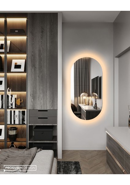 LED Işıklı Oval/kapsül Model Dekoratif Duvar Aynası, Modern Eşsiz Ayna, Ayna Duvar Dekorasyon Ürünü fırsatları
