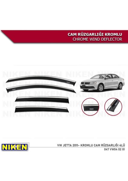 Volkswagen Jetta Kromlu Cam Rüzgarlığı 4'lü Set (2011-2018) fiyatları