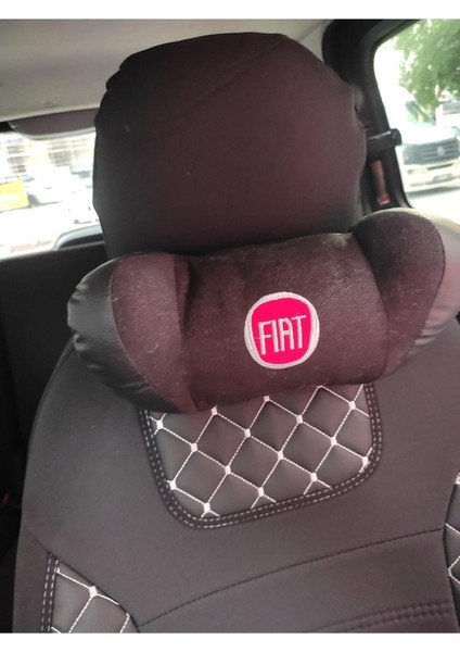 Fiat Logolu Lüx Oto Boyun Yastığı (2 Adet) Siyah