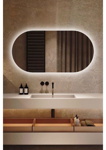 LED Işıklı Oval/kapsül Model Dekoratif Duvar Aynası, Modern Eşsiz Ayna, Ayna Duvar Dekorasyon Ürünü