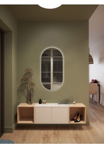 LED Işıklı Oval/kapsül Model Dekoratif Duvar Aynası, Modern Eşsiz Ayna, Ayna Duvar Dekorasyon Ürünü fırsatları