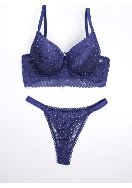 Tılsım Lingerie Ince Askı Serpme Taşlı Dantelli Sütyen Takım 105