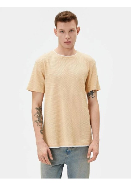4SAM10065HK Koton Erkek T-Shirt Bej