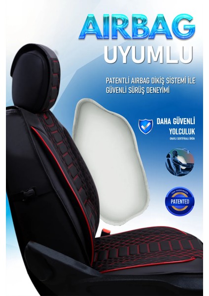 Opel Corsa C Uyumlu Lüks Deri Oto Koltuk Kılıfı Ön Arka Set Siyah Kırmızı Marjinal Series Fs