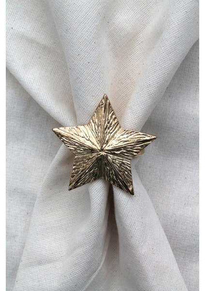 12 Adet Dekoratif Gold Star Nova Peçete Halkası - Napkin Ring