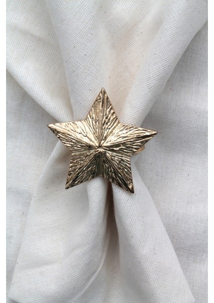 12 Adet Dekoratif Gold Star Nova Peçete Halkası - Napkin Ring