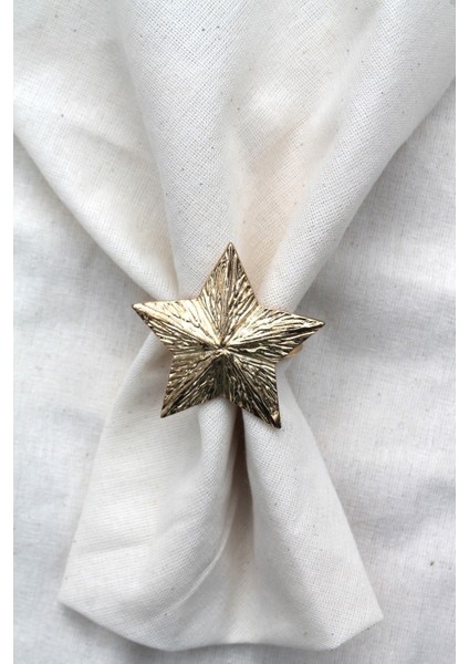 12 Adet Dekoratif Gold Star Nova Peçete Halkası - Napkin Ring