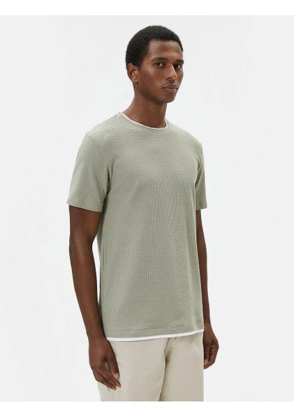 4SAM10065HK Koton Erkek T-Shirt Haki