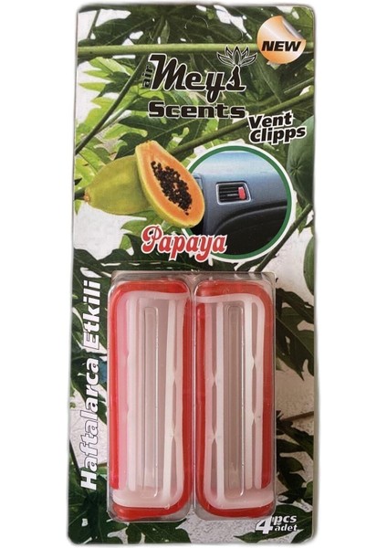 Oto Klips Koku (Papaya Kavun) (1.paket 4.adet) Kırmızı