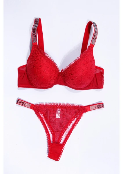 Tılsım Lingerie Love Secret Taş Askılı Brode Yarı Dolgulu Sütyen Takım