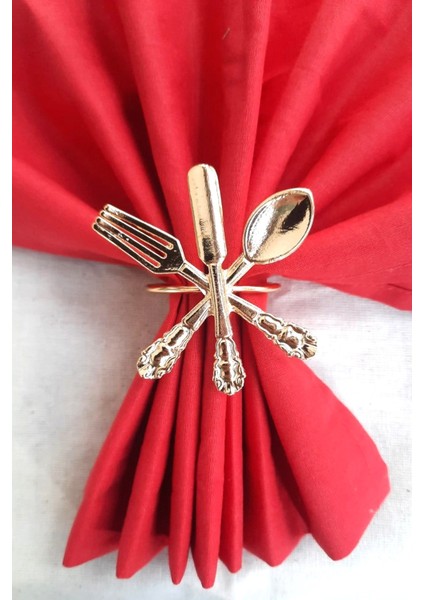 12 Adet Dekoratif Gold Food Style Peçete Halkası - Napkin Ring