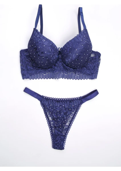 Tılsım Lingerie Ince Askı Serpme Taşlı Dantelli Sütyen Takım 105