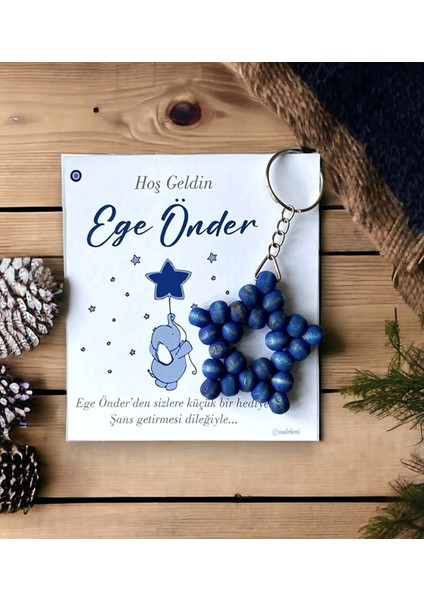 30 Adet Zincirli Ahşap Yıldız Anahtarlık Bebek Hediyeliği Fil & Balon Konsept modelleri