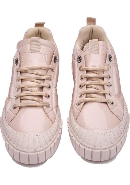 23BY132.2301 Ekru Bağlı Rugan Sneakers Kadın Ayakkabı