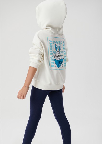 Bugs Bunny Baskılı Kapüşonlu Beyaz Sweatshirt 7S10008-80194 fiyatları