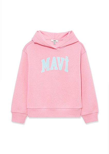 Logo Baskılı Kapüşonlu Pembe Sweatshirt7610035-86953