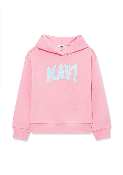 Logo Baskılı Kapüşonlu Pembe Sweatshirt7610035-86953