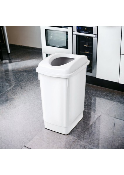 Beyaz Banyo Çöp Kovası 27 Litre Atık Kutusu Cafe Otel Çöp Kovası Geri Dönüşüm Kutusu 27 Litre