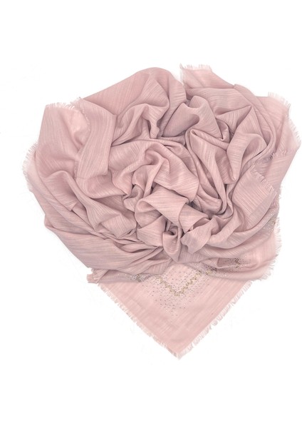 Taş Işlemeli Flamlı 10'lu Set Yazma Gül Desenli Hediyelik Eşarp 100X100CM Dağıtmalık Toptan
