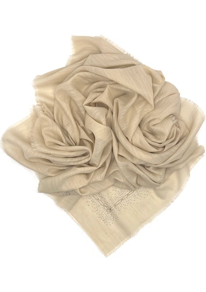 Taş Işlemeli Flamlı 7'li Set Yazma Gül Desenli Hediyelik Eşarp 100X100CM Dağıtmalık Toptan