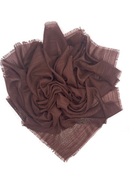 Taş Işlemeli Flamlı 7'li Set Yazma Gül Desenli Hediyelik Eşarp 100X100CM Dağıtmalık Toptan