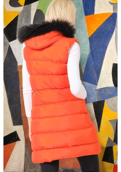 Z6761 Dewberry Bayan Yelek-Düz Turuncu