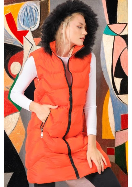 Z6761 Dewberry Bayan Yelek-Düz Turuncu fiyatları