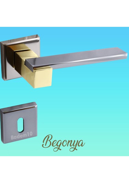 Begonya Lüx Füme Gold Kare Rozetli Oda Uyumlu Kapı Kolu Sağa ve Sola Uygun Kapı Kolları 1 Takım fırsatları