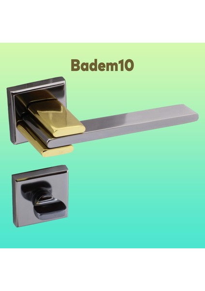 Fulya Lüx Füme Gold Kare Rozetli Wc-Banyo Uyumlu Kapı Kolu Sağa ve Sola Uygun Kapı Kolları 1 Takım