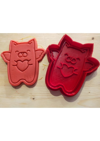 Kalp Tutan Kedi Kurabiye Kalıbı (2 Parça) 10X9,5 cm fiyatları
