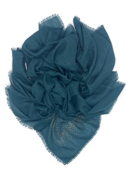 Taş Işlemeli Flamlı 5'li Set Yazma Gül Desenli Eşarp 100X100CM