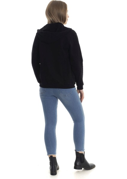 Kalın Dokulu %100 Pamuk Regular Fit Kapüşonlu Fermuarlı Bayan Sweat fiyatları