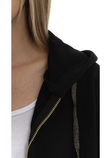 Kalın Dokulu %100 Pamuk Regular Fit Kapüşonlu Fermuarlı Bayan Sweat indirimleri